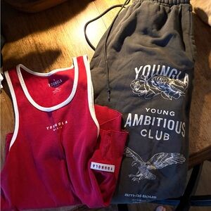 YoungLA Men’s both size L Joggers and tank